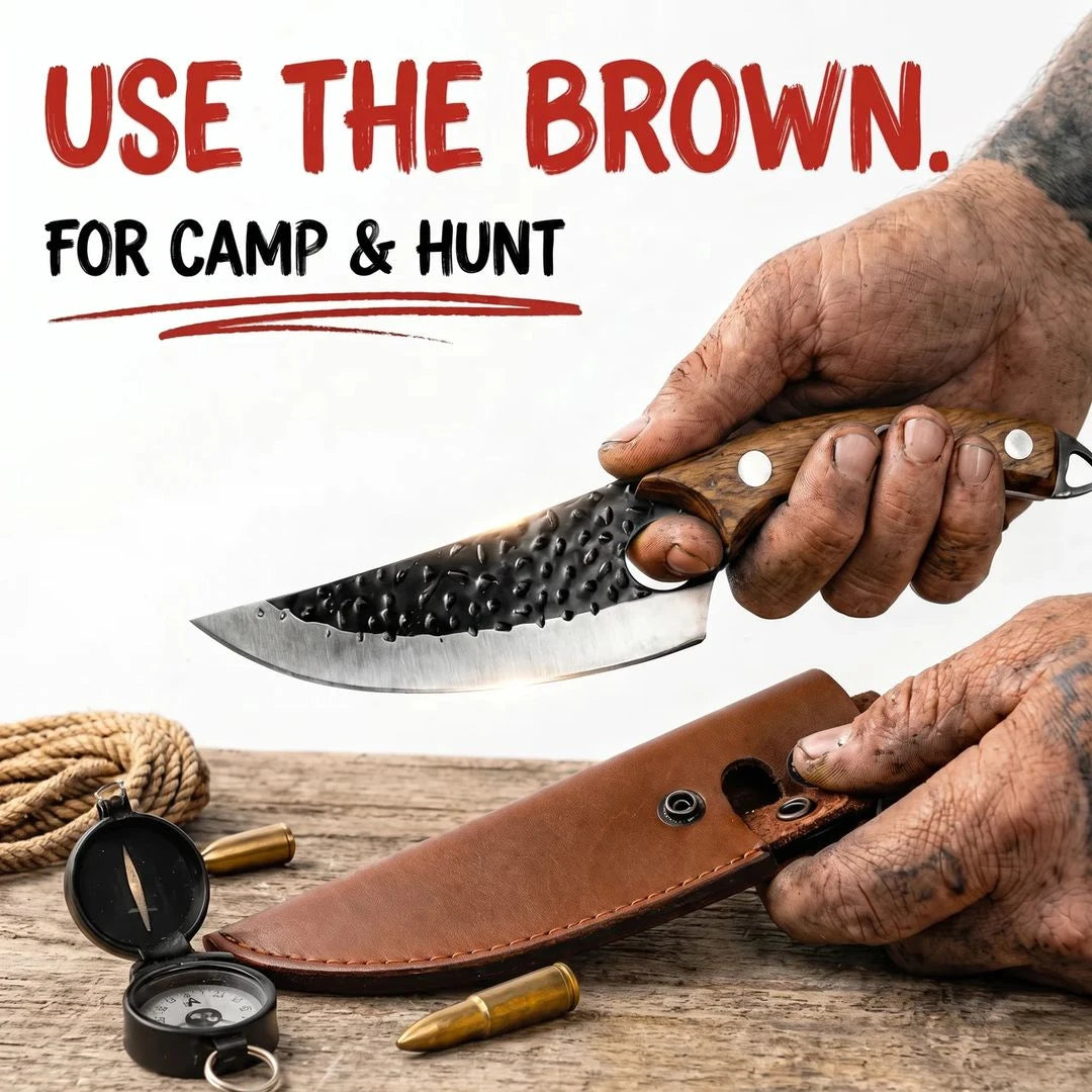 Brown handle Ultimo knife for camp and hunt