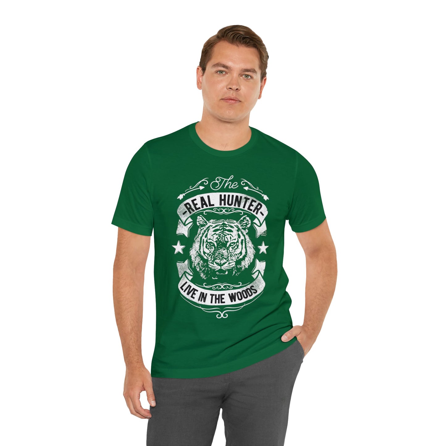 Real hunter lives in the woods T-Shirt - The Cavemanstyle