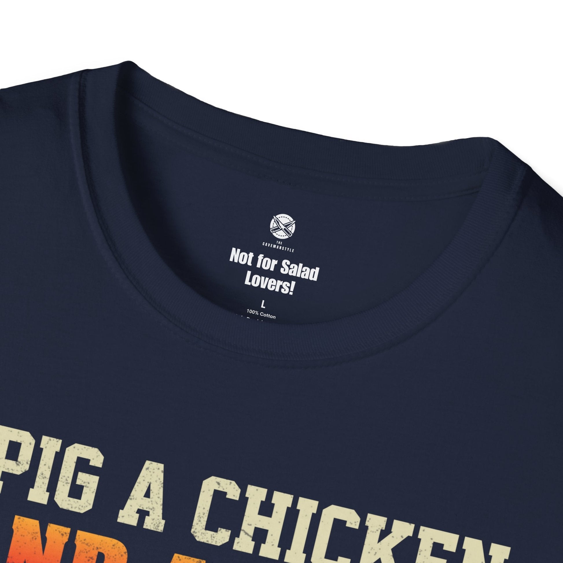 A Pig A Chicken and a cow walk into a bar - b - q T-Shirt - The Cavemanstyle