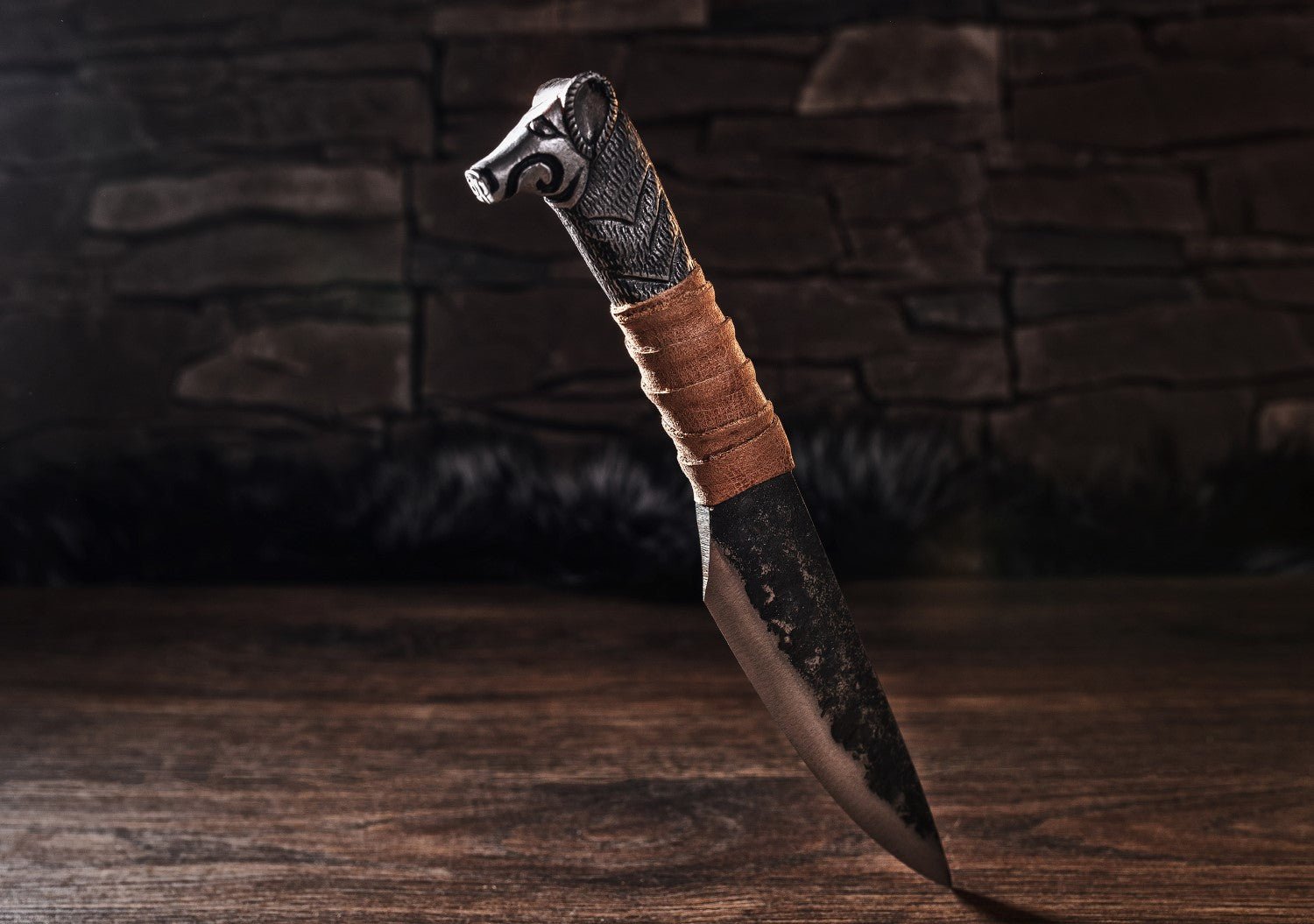 Boar's Head Knife - 5.5" Blade (12 cm) - The Cavemanstyle