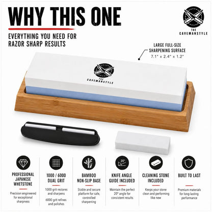 CAVEMAN TOGI™ Professional Japanese-Style Dual-Grit Whetstone - The Cavemanstyle