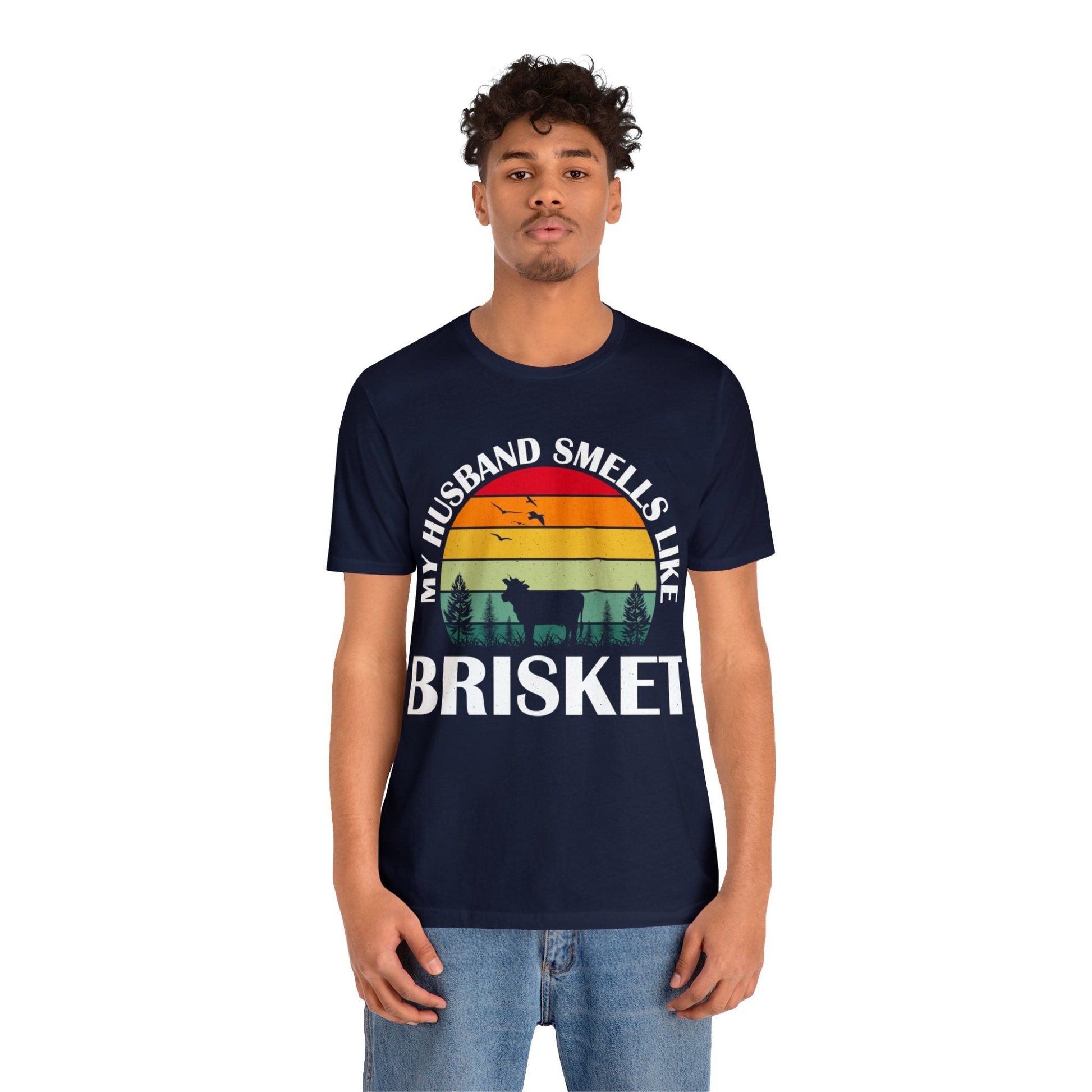 My husband smells like brisket "retro" T - Shirt - The Cavemanstyle