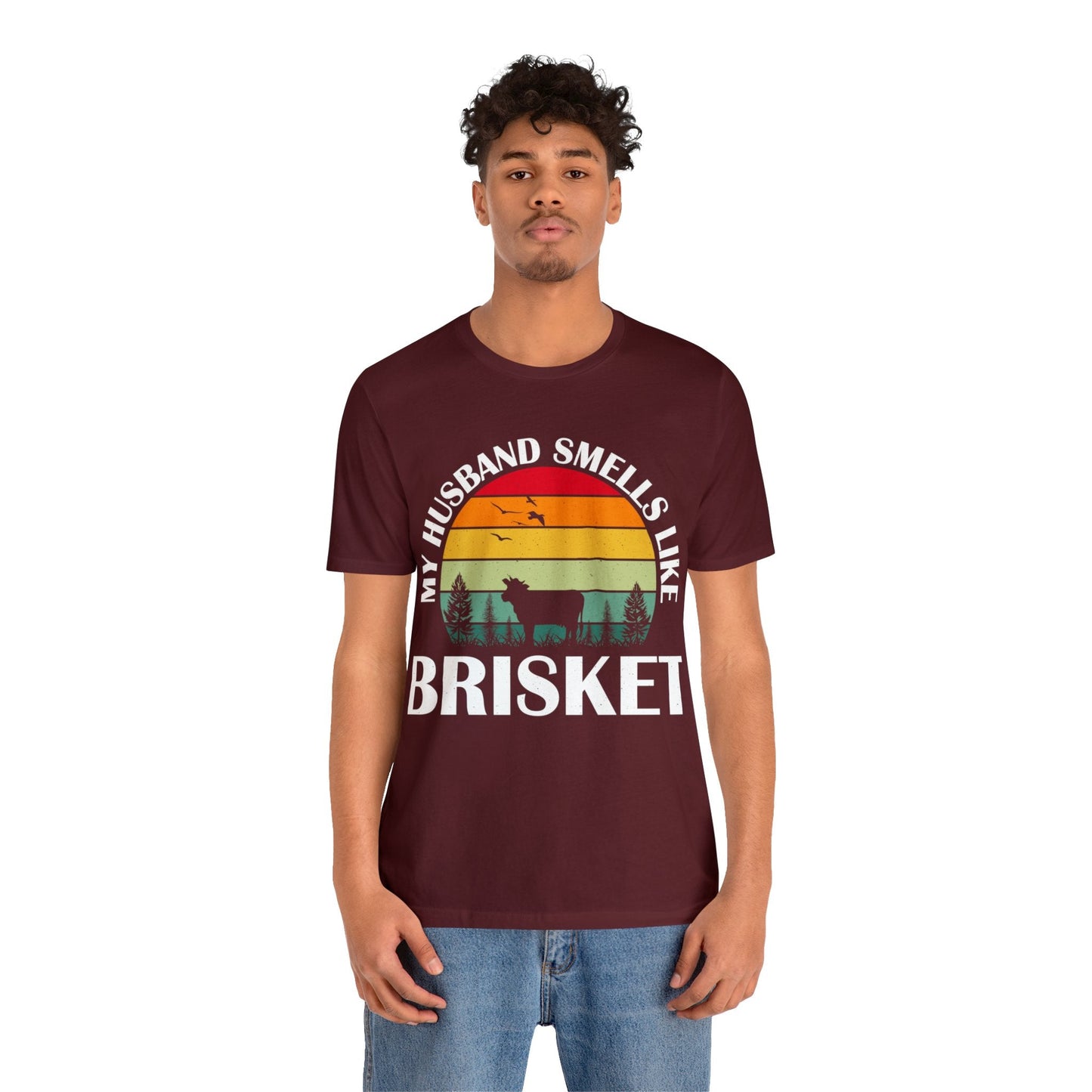 My husband smells like brisket "retro" T - Shirt - The Cavemanstyle